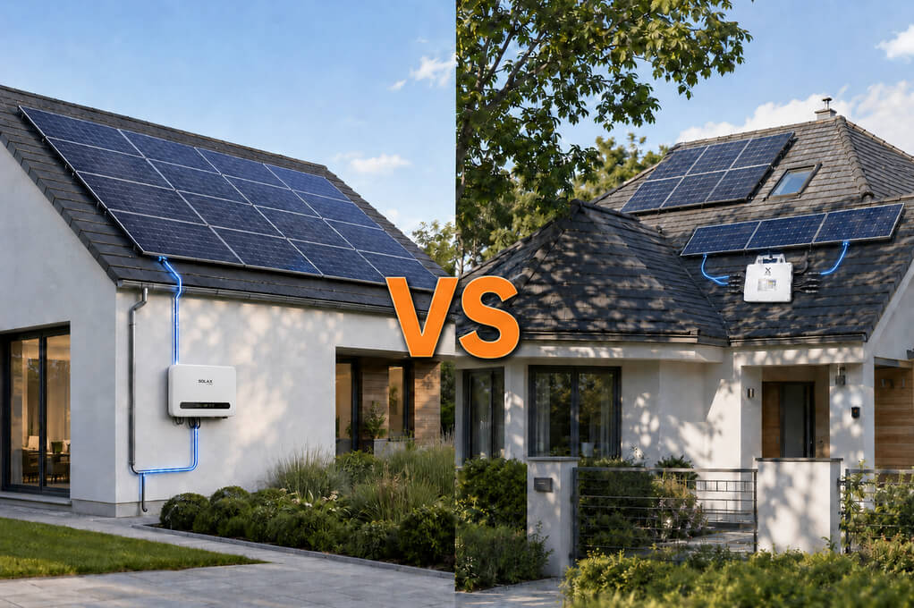 Microinverter vs string inverter systems on residential solar roofs