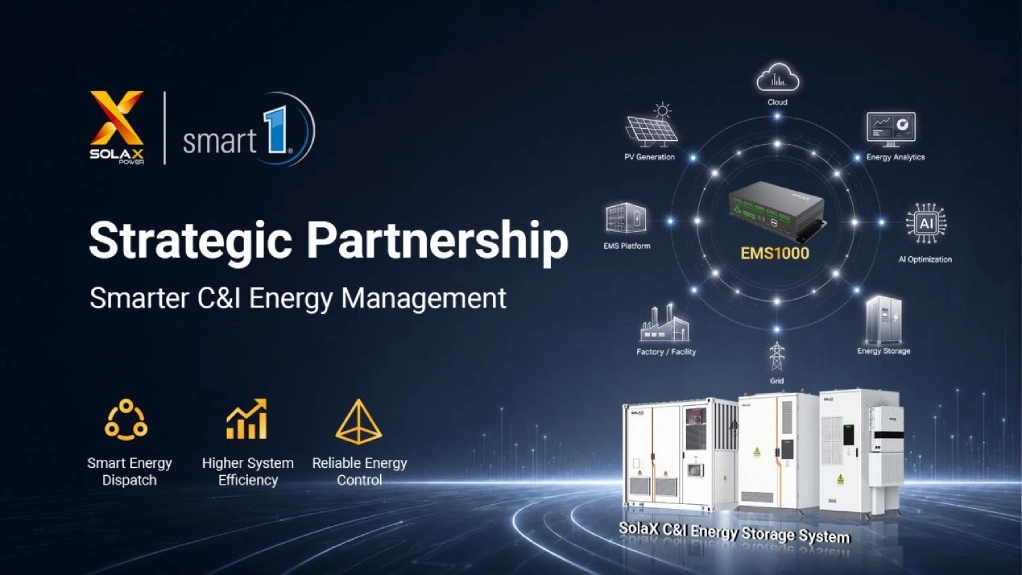 smart1 solutions connects its EMS to SolaX's full C&I storage portfolio via EMS1000 smart1 solutions connects its EMS to SolaX's full C&I storage portfolio via EMS1000