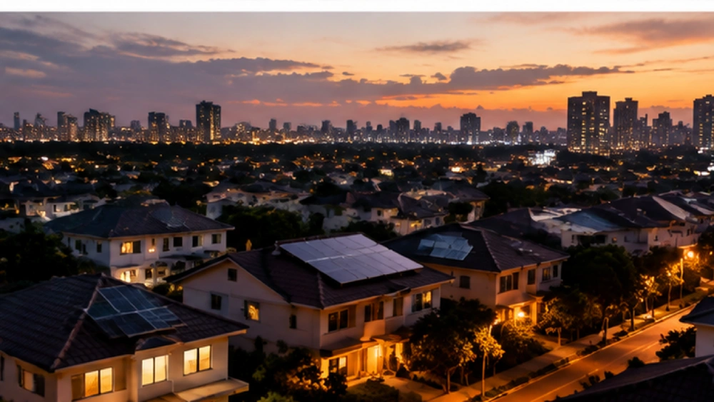 Solar power in the evening at Philippines Solar power in the evening at Philippines